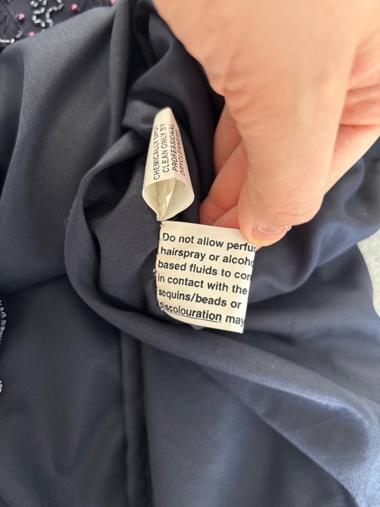 Frank Usher Navy Beaded Embroidered Top Heavy Luxe Blouse Event Quiet Luxury S - Picture 13 of 16